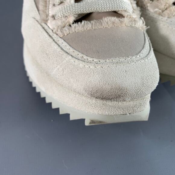 PEDRO GARCIA Size 6.5 Beige Grey Satin Suede Raw Edge Platform Sneakers - Picture 9 of 10